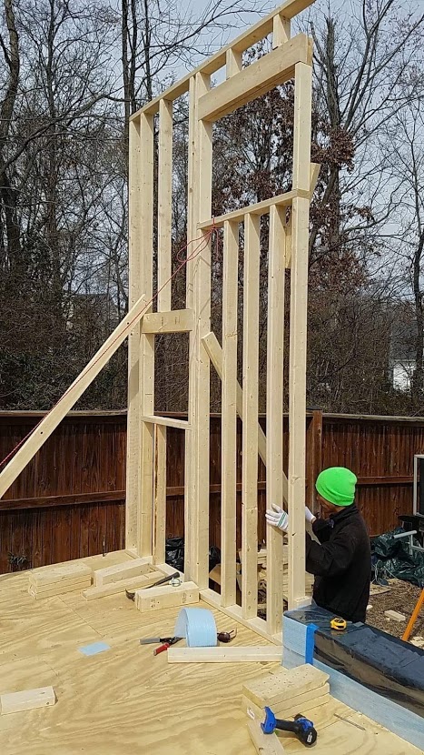 A Section of Tiny House Wall Framing